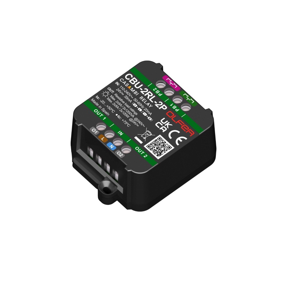 OLFER CBU-2RL-2P — Casambi Relay 2 Kênh Ngõ Ra Độc Lập