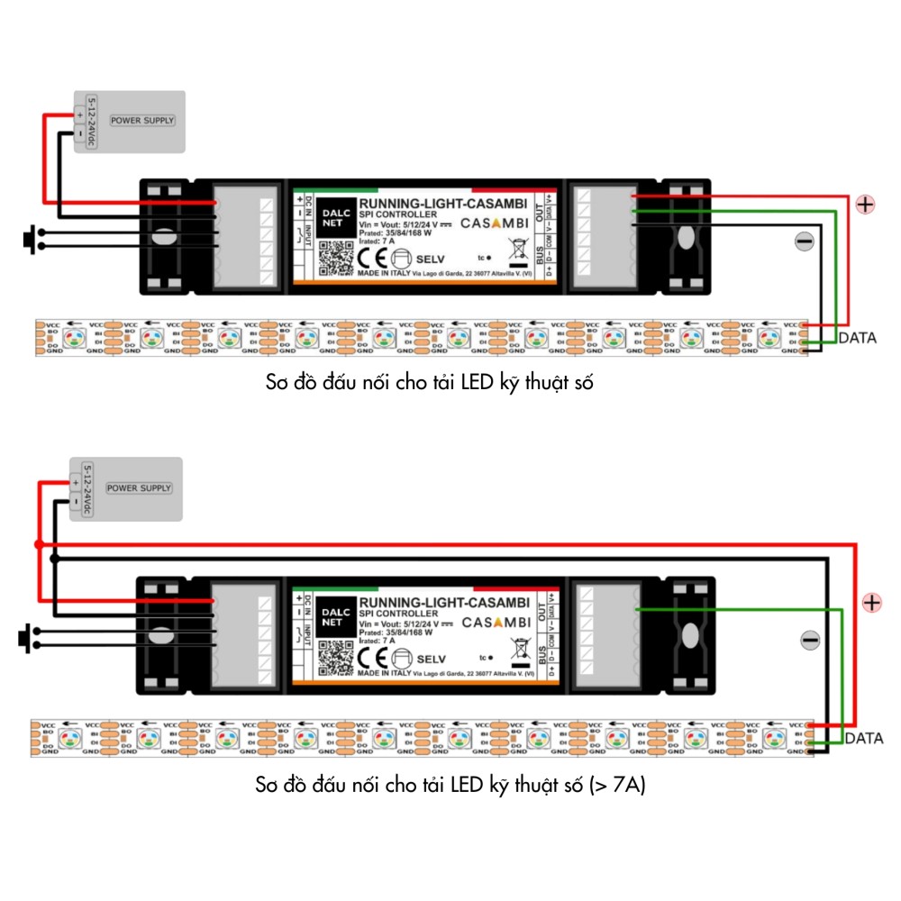 Bộ điều khiển LED Pixel SPI, 5-24V Casambi sơ đồ đấu nối