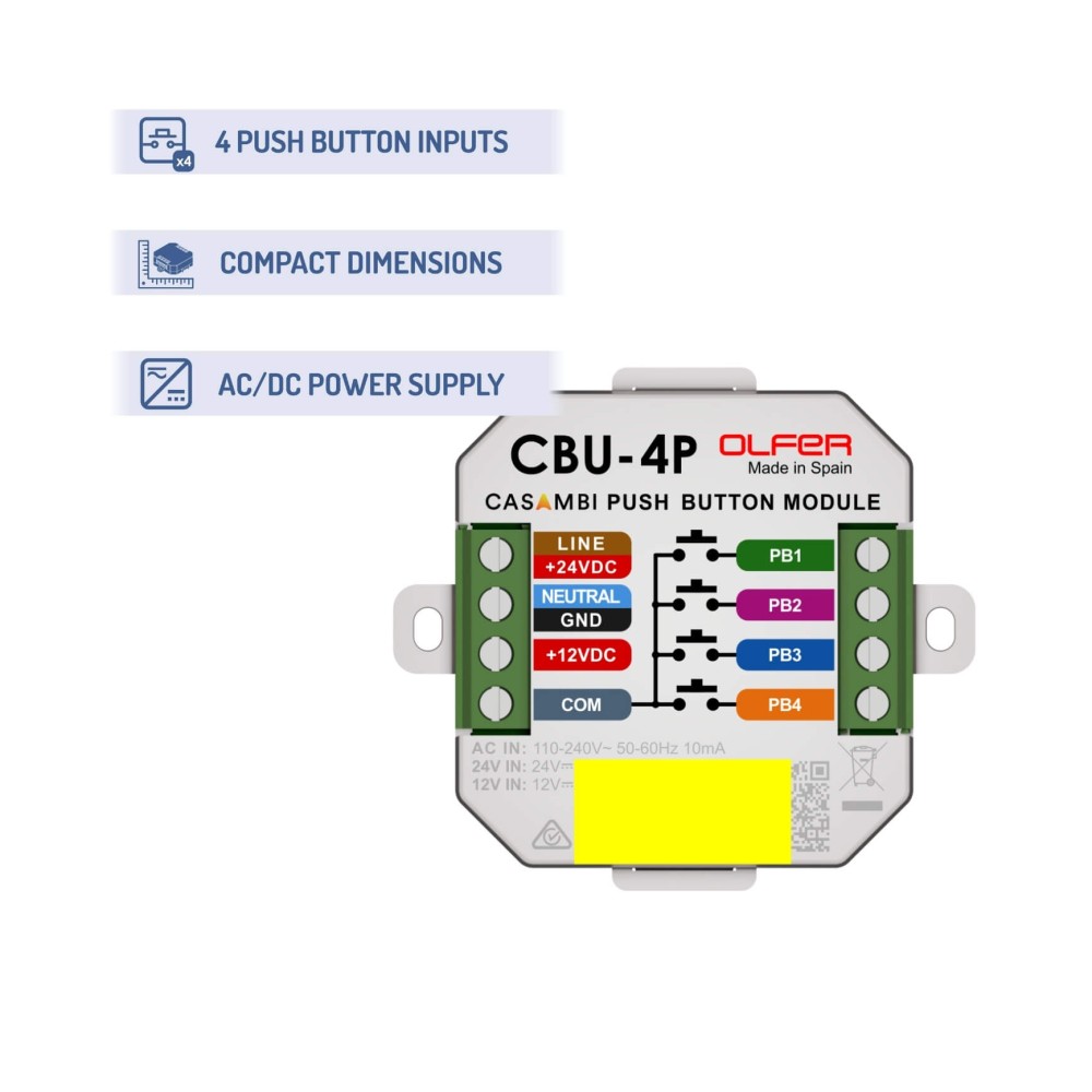 CBU-4P - Bộ module nút nhấn Casambi 4 kênh Olfer tính năng