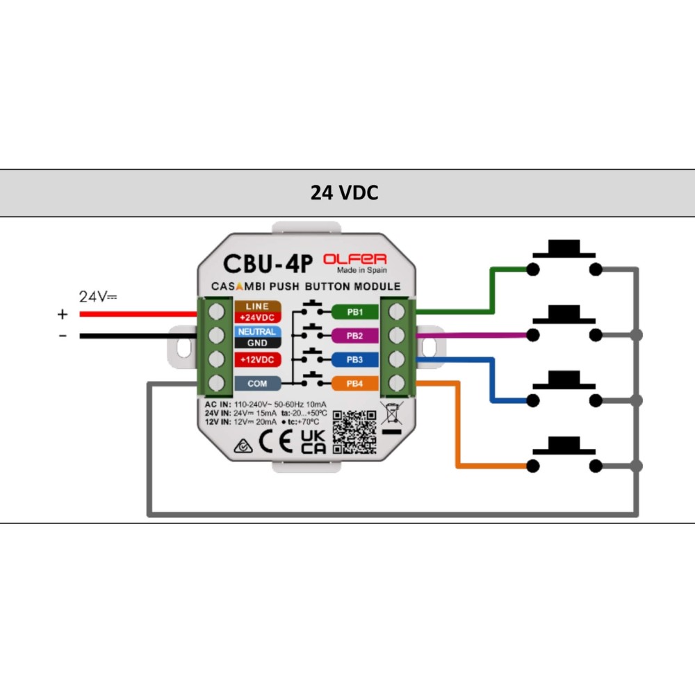 CBU-4P - Bộ module nút nhấn Casambi 4 kênh Olfer