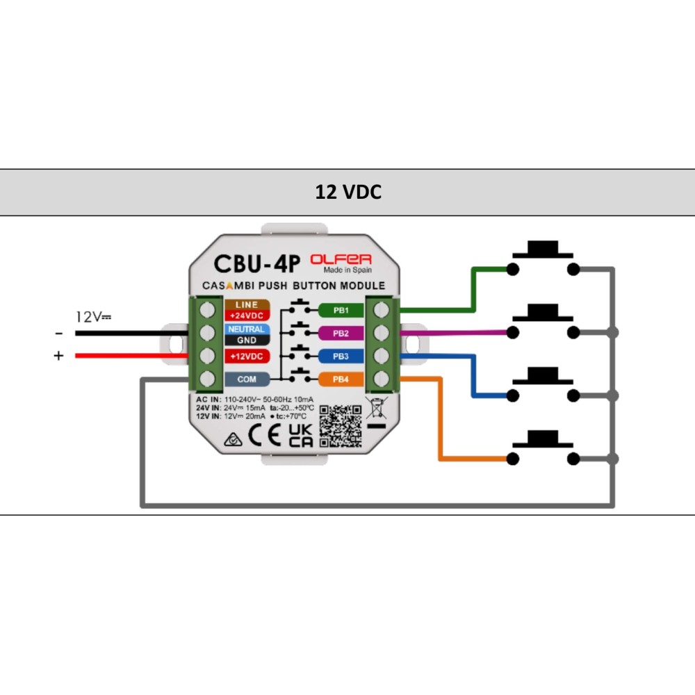CBU-4P - Bộ module nút nhấn Casambi 4 kênh Olfer