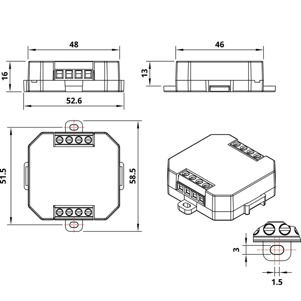CBU-4P - Bộ module nút nhấn Casambi 4 kênh Olfer thông số kĩ thuật